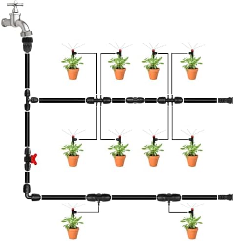1/2 Inch Drip Tubing Irrigation Fittings Kit - 20 Pieces Set 1/2'' Drip Line Anti-Drop Barbed Lock Nut Connectors- 4 Couplings 4 Tees 4 Elbows 2 Valves 2 1/2'' to 1/4'' Reducers 4 Plugs