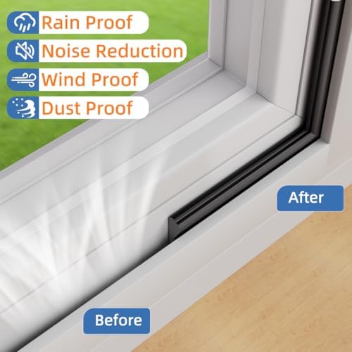 Kneelisa Wedge-Shape Window Weather Stripping Door Frame Seal 196” Black