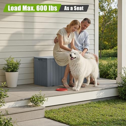 Flamaker Resin Deck Box 100 Gallon Large Outdoor Storage Box Waterproof