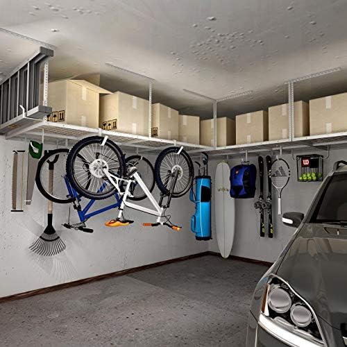 FLEXIMOUNTS 4x8 Overhead Garage Ceiling Storage Rack, 2 Pack, White