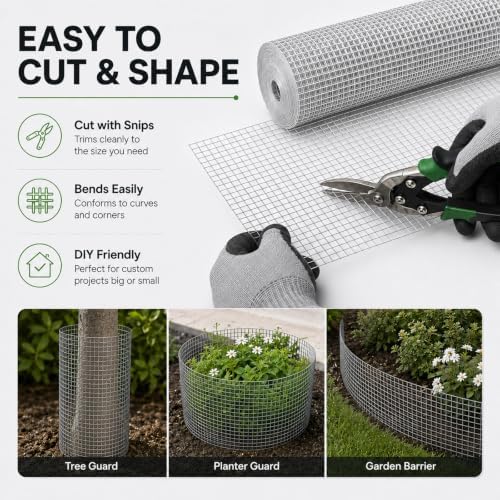 GoldPeak Galvanized Hardware Cloth 60‘’ x 50‘ with 1/2 inch Mesh 19 Gauge
