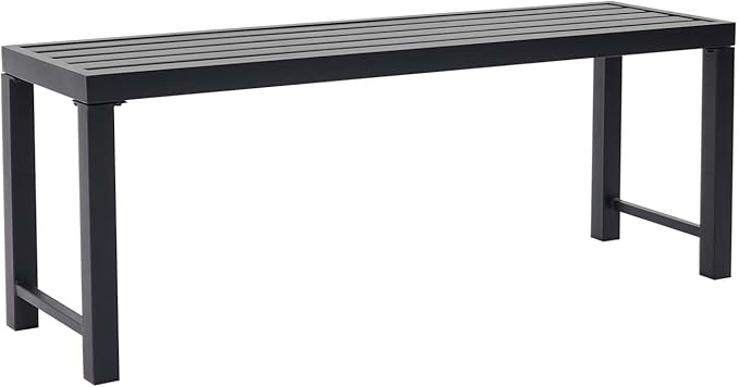 Black Outdoor Bench, Outdoor Metal Backless Bench, 46" Patio Garden Bench for Outdoor, All Weather Outdoor Bench for Garden, Backyard, Porch, Black