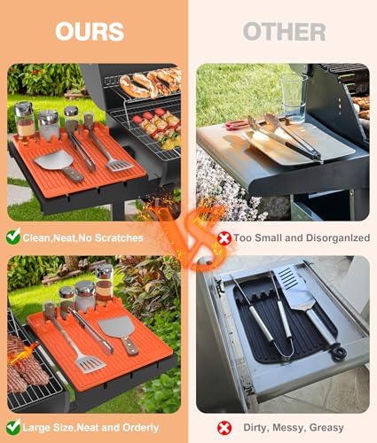 Silicone Grill Mat for Blackstone Griddle Accessories, 8-Slot Tool Mat