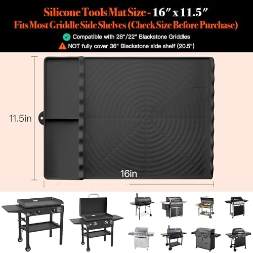 Silicone Grill Mat for Blackstone Griddle Accessories (Black)