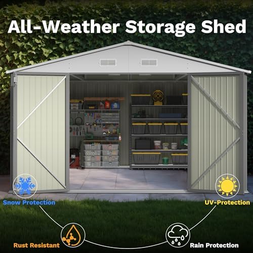 Patiowell 10x14 FT Outdoor Storage Shed, Grey