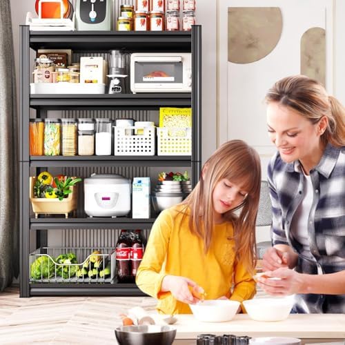 4-pack 46''W Storage Shelves,Adjustable Shelving Unit,5T Metal Garage Shelving ,Heavy Duty Garage Storage Shelves, Quick-Install Metal Shelving Unit Utility Rack Shelf for Warehouse 72H*46W*20''D