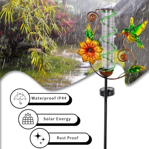 Solar Rain Gauge Outdoor, Hummingbird Rain Gauges