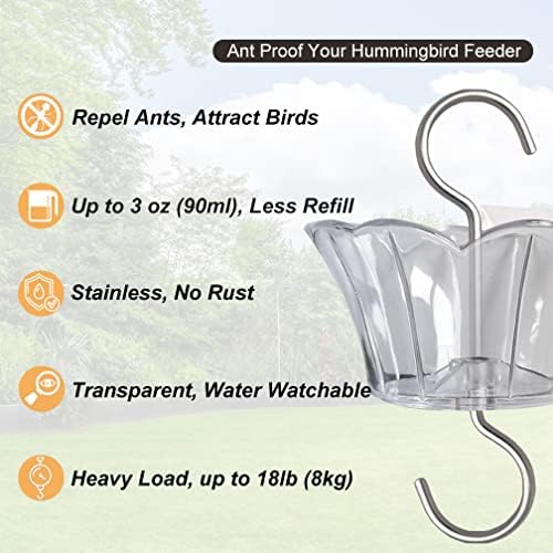 3oz Plastic Ant Moat for Hummingbird Feeder, 4-Pack Clear Insect Guards