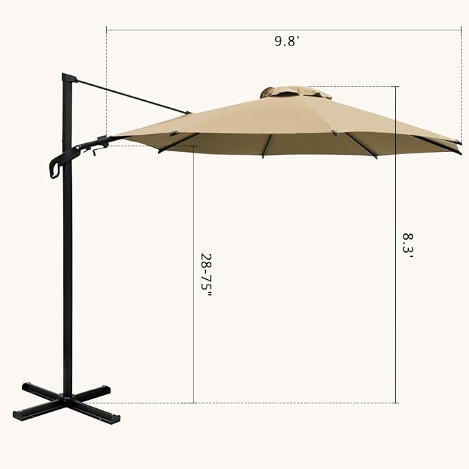 Abba Patio 10FT Vienna Offset Patio Umbrella Outdoor Cantilever Umbrella with 360° Rotation Design and Easy Tilt Adjustment UV 50+ Protection 8 Ribs for Backyard Garden Deck Pool Patio, Brown
