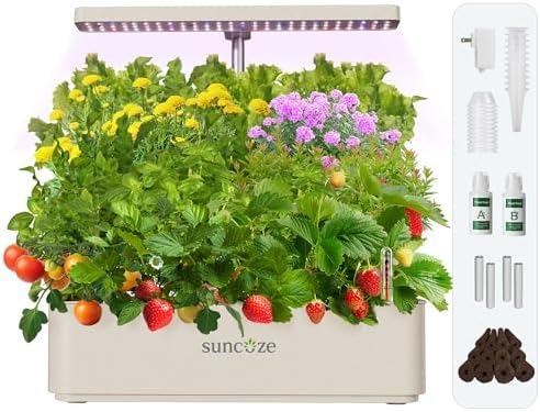 SUNCOZE Hydroponics Growing System, Compact 12 Pods Indoor Garden, Beige