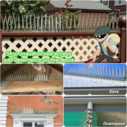 Bird Spikes, Squirrel Spikes and Squirrel Baffles Keep Raccoons, Cats and Snakes Away from Gardens, Fences and Climbing Bird Feeder Poles.(120 inches)