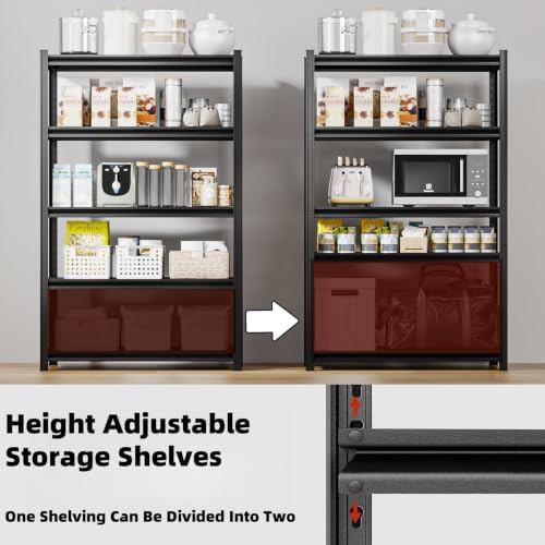 5-Tier Heavy Duty Garage Shelving, 5,000 lbs Capacity Adjustable Metal Storage Shelving Unit for Garage, Basement, Warehouse & Workshop, 62" W x 24" D x 84" H