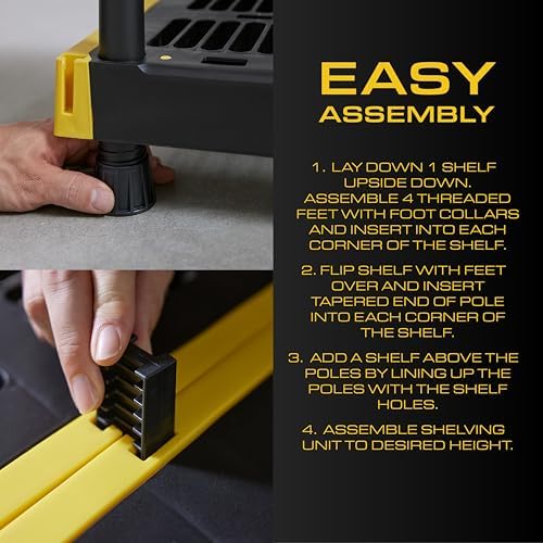 CX 4-Tier Heavy Duty Plastic Storage Shelves for Garage Organization