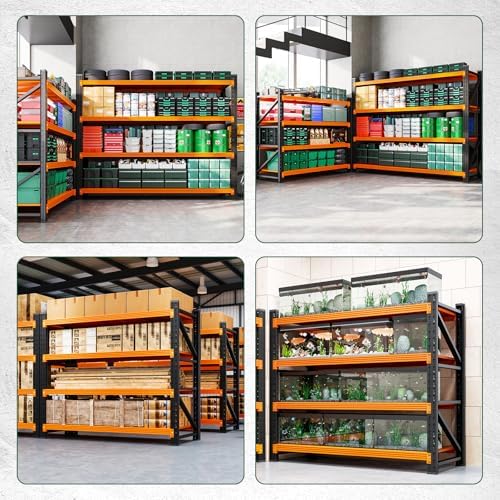 Letaya 3000LBS Heavy Duty Storage Shelves,70" H Metal Garage Shelving Units,4 Tier Large Tall Industrial Shelving,Adjustable Utility Rack Shelf for Warehouse,Basement (Orange, 48" W x 24" D x 70" H)