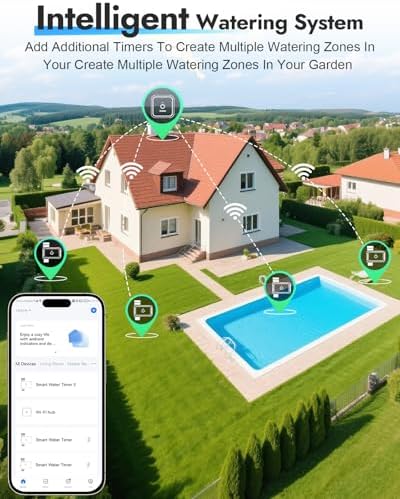 Insoma WiFi Sprinkler Timer, Water Timer for Garden, Smart Hose Timers with Hub Support 2.4GHz WiFi & Bluetooth, Rain Delay & Manual Watering, App/Voice Control Work with Alexa & Google Assistant