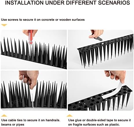 OFFO Bird Spikes Pigeon Outdoor Spikes for Cat Keep Birds Raccoon Woodpecker Away Covers 40 Feet(12.2m), Black