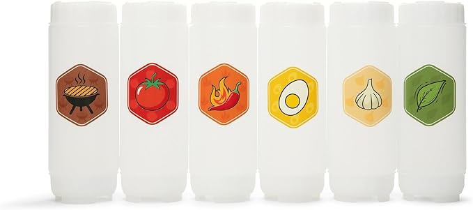 No‑Drip FIFO Tomato Sauce Bottle – 18oz BPA-Free Refillable Squeeze Dispenser with White Twist Cap for Ketchup, Marinara, Pizza Sauce, Pasta Sauce, and Mess-Free Pouring