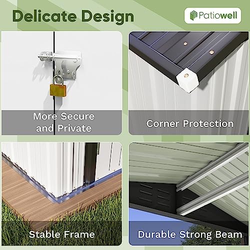 Patiowell 6x4 FT Outdoor Storage Shed, White