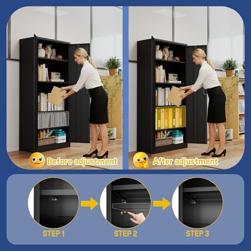 Metal Storage Cabinet, 71" Steel Garage Storage Cabinets with Lock