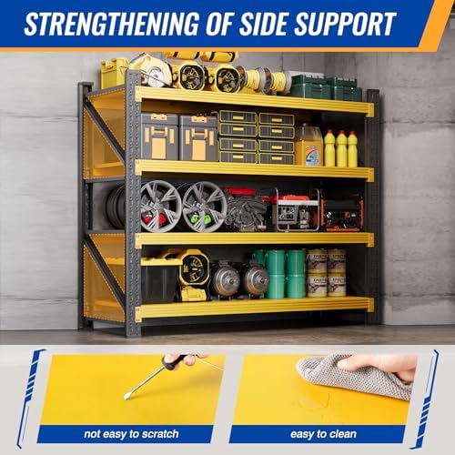 BYBYNSOE 48" W Storage Shelves 3000lbs Garage Metal Shelving Heavy Duty Garage Shelves Adjustable Storage Shelves for Industrial, Factory (Black Yellow, 48" W X 24" D X 69" H)