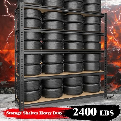 72" H Garage Storage Shelves,Storage Shelves Heavy Duty,2400LBS Heavy Duty Garage Shelving,Adjustable 5 Tier Shelving for Garage Storage,Warehouse,16"x35.5"x72"