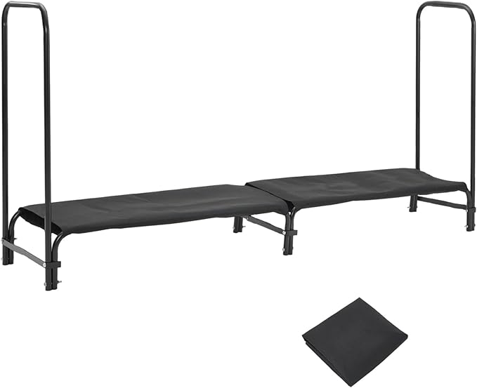 Towallmark 8Ft Firewood Rack with Cover, Heavy Duty Firewood Racks with Weather Resistant 600d Oxford Fabric Cover, Indoor/Outdoor Wood Rack