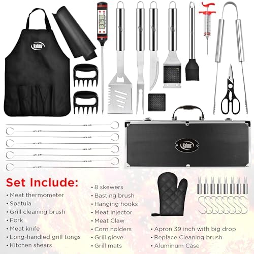 Kaluns BBQ Accessories, Complete Grill Set Dad Gifts for Fathers Day, 40 Pcs Premium Heavy Duty Stainless Steel Barbecue Grill Accessories for Outdoor Grill Gifts for Men