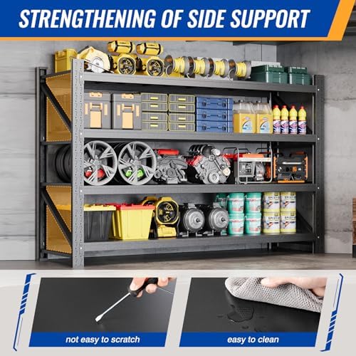 BYNSOE 77" W Storage Shelves 9000lbs Garage Metal Shelving Heavy Duty Garage Shelves Adjustable Storage Shelves for Industrial, Factory,(77" W X 24" D X 70" H)