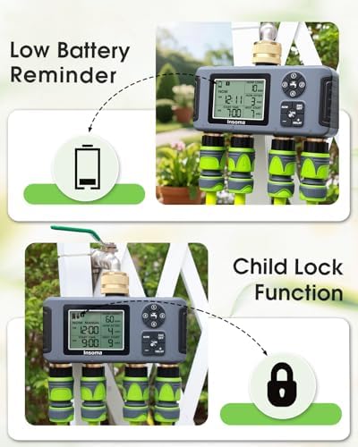 Insoma 4-Zone Water Timer for Garden Hose, Brass Inlet & Outlet