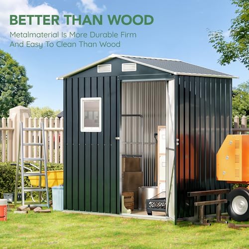 Breezz Outdoor Steel Storage Shed with Floor Frame, 6 x 4 ft, Nightblue
