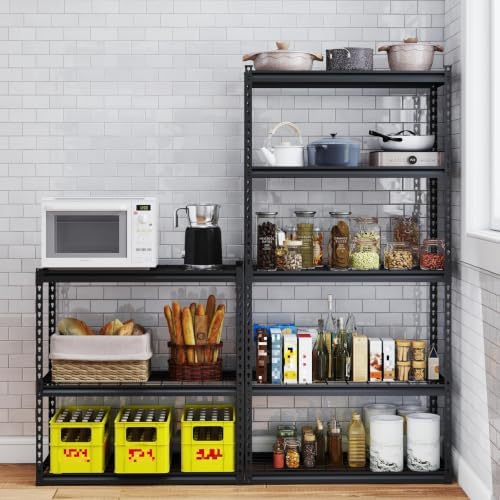 5-Tier Heavy Duty Garage Shelving, 2,000 lbs Capacity Adjustable Metal Storage Shelving Unit for Garage, Basement, Pantry & Utility Room, 28" W x 12" D x 60" H