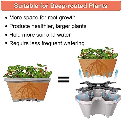 GameXcel Vertical Planter Tower - 6 Tier Stackable Garden Planters with Wheels and Tools Plant Pots for Strawberry Herb Flower and Vegetable Indoor Outdoor Use Gray