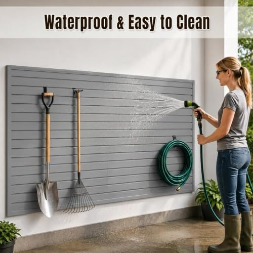 SMARTSTANDARD Gray Slatwall Panel Set, Wall Organizer for Garden Storage