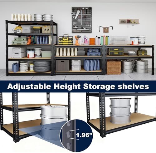 40" W Garage Shelving Unit, 2400Lbs Storage Shelves, Heavy Duty Adjustable Rack for Basement, Warehouse, Pantry, Stores, Tool Room, Freestanding Organizer