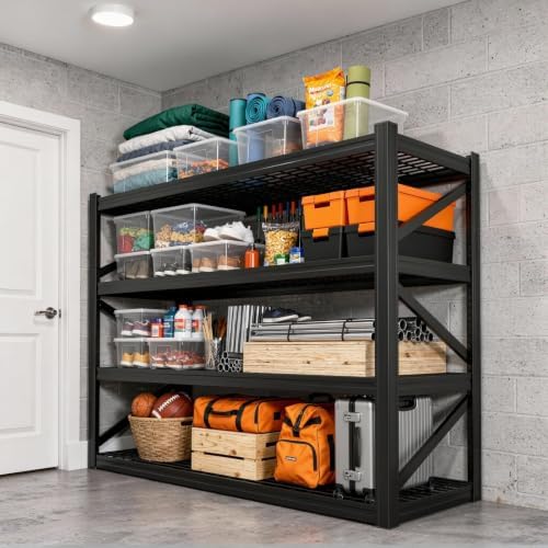 4-Tier Heavy Duty Garage Shelving, 8,000 lbs Capacity Adjustable Metal Storage Shelving Unit for Garage, Basement, Warehouse & Workshop, 71" W x 24" D x 71" H