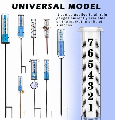 Rain Gauge Replacement Tube, Accurate Rain Gauges Outdoors Best Rated, 7" Capacity Rain Gauge Tube Replacement for Yard & Garden, Water Gauge for Rain, 2 Plastic Rainfall Meter Tube with 1 Clean Brush
