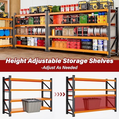 5000LBS Heavy Duty Garage Shelving Units,60" Wide & Deep Storage Shelves,Orange Metal Garage Shelves,Large Storage Rack,Steel Shelf,Industrial Shelving for Shop,Warehouse,60" W x 24" D x 70" H