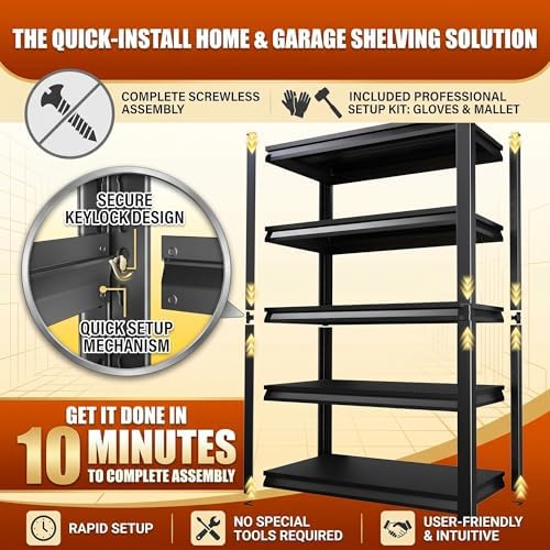 Garage Shelving, Heavy Duty Adjustable Boltless Metal Storage Shelves