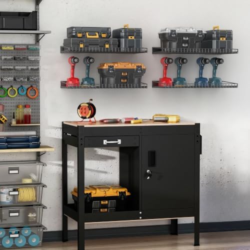 Ultrawall Wall Mounted Storage Shelf for Garage, 4 Pack Metal Shelf Rack