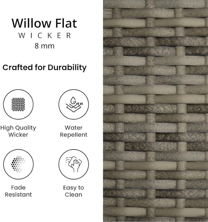 Covers & All Universal 30" Armless Bar Stools, 8 mm Oyster Flat Wicker Patio Furniture Designed for Deck and Garden Dining and Durable Outdoor Furniture for Poolside Bar (22" L x 18" W x 47" H)
