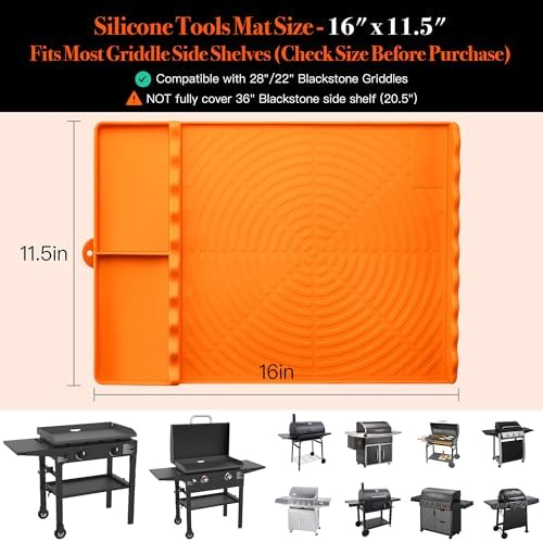 Silicone Grill Mat for Blackstone Griddle Accessories (Orange-2Pack)