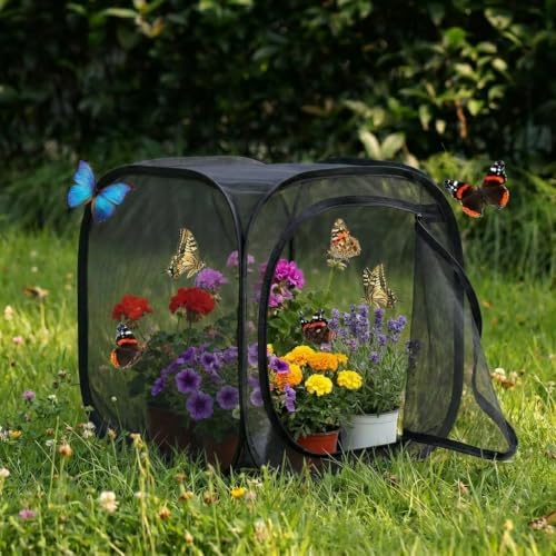 Insect & Butterfly Habitat Cage, Portable Pop-Up Terrarium with Mesh Sides, Bug Catching & Observation Enclosure for Caterpillars, Small Insects, Outdoor & Classroom Use, 12 Inches Tall