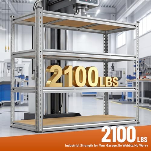 Galvanized Garage Shelving,4-Tier Metal Rack for Basement