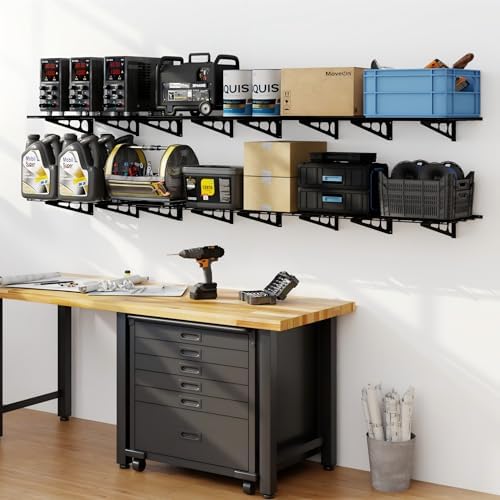 FLEXIMOUNTS 4-Pack 2x3ft Garage Shelving, 24"x72" Storage Shelves, Black
