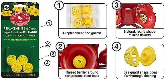 Perky-Pet Replacement Bee Guards for Hummingbird Feeders - Keep Bees Out of Nectar - 205Y - Yellow Replacement Bee Guards - for Models 203CPBN,203CPBR,204CP-4,403CP -,4 Count (Pack of 12)