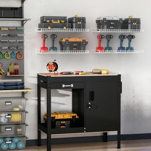 Ultrawall Wall Mounted Storage Shelf for Garage, 4 Pack Metal Shelf Rack