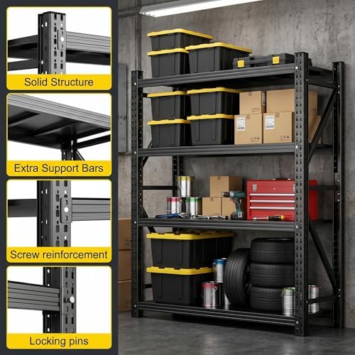 3000LBS Storage Shelves,Garage Shelving Heavy Duty,4-Tier Adjustable Metal Storage Shelves,Reinforced Steel Storage Rack for Garage,Basement,Utility Room,36" W x 16" D x 71" H