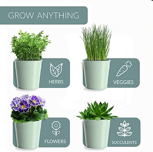 Barnyard Designs Indoor Herb Garden Planter Pots Set/3 (Soft Mint)