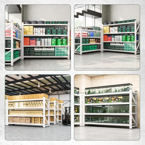 Letaya 71.3" W Metal Storage Shelves,5000LBS Heavy Duty Garage Shelving Units, 4 Tier Adjustable Utility Rack Shelf,Large Industrial Shelves,for Shop,Warehouse,Basement (71.3" W x 24" D x 70" H)