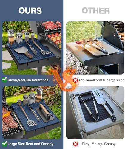 Silicone Grill Mat for Blackstone Griddle Accessories, 8-Slot Tool Mat